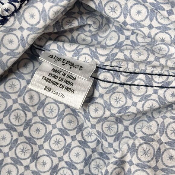 Abstract One Sz 3x Button Shirt Casual Mens Navy White Geometric Short Sleeve - Picture 8 of 15